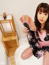 Aya opens her kimono and reveals her big boobs