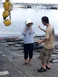 Sexy ass girl uses vibrator outdoor