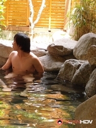 In the hot springs with  Maki Koizumi and a lover of sexy nude Japanese women