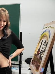 Bad Bad models for a painter and then gets him hard so she fucks him