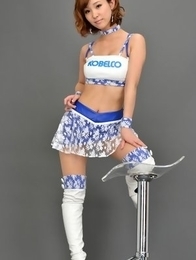 Ichika Nishimura in long boots is sexy boytoy in latex