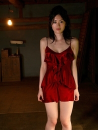Divine asian chick steams and seduces in her red silky dress
